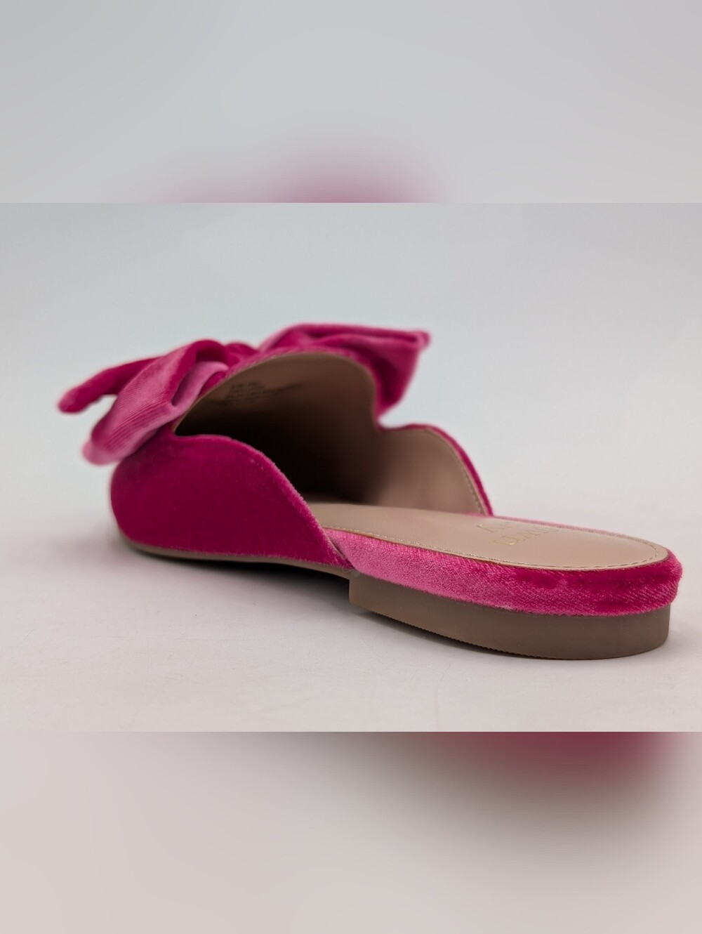 New Crown & Ivy "Elise" Size 8.5M Fuchsia Velvet Gorgeous Bow Slip-On Mule Flats - Picture 6 of 15